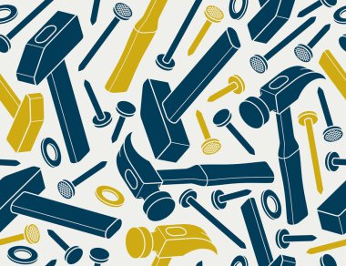 Çiviler pürüzsüz desen, vektör çelik çiviler inşaat teması döşeme arka planı, bitmek bilmeyen duvar kağıdı.