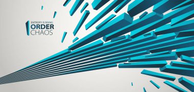 Kaos ve düzen vektör kavramı soyut arkaplan çizgileri çürüyen enkaza patlayan çizgiler, perspektif çizgileri yıkıma giden geçen üç boyutlu duvar kağıdı.