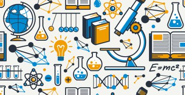 Bilim kusursuz desen, vektör sonsuz arkaplan ikon ya da illüstrasyon, fizik ve kimya duvar kâğıdı olarak ayrı ayrı kullanılabilecek birçok elemente sahip..