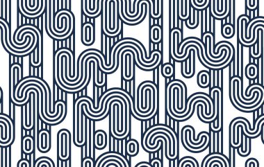 Doğrusal dikişsiz desen, vektör çizgili geometrik soyut arkaplan, karo sanatsal akıcı dinamik çizgiler, funky sonsuz retro duvar kağıdı.