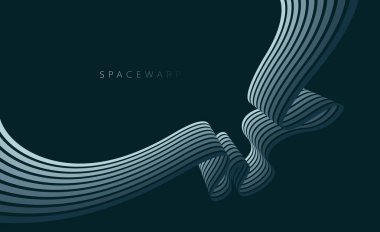 Perspektif vektörü koyu soyut arkaplan, grafiksel duvar kağıdına sahip eğri çizgiler, gece sisi ortam biçimi, minimal grafik tasarımı.