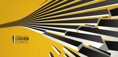 Entropi konsepti vektör soyut zemin kaos içinde uçan enkaz, yıkım temalı duvar kağıdı, patlamış parçalar düzensizliği 3D tasarım