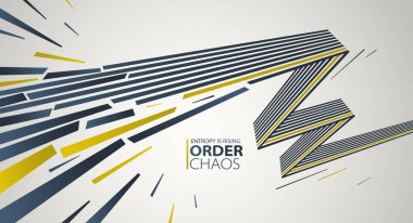 Kaos ve düzen vektör kavramı soyut arkaplan çizgileri çürüyen enkaza patlayan çizgiler, perspektif çizgileri yıkıma giden geçen üç boyutlu duvar kağıdı.