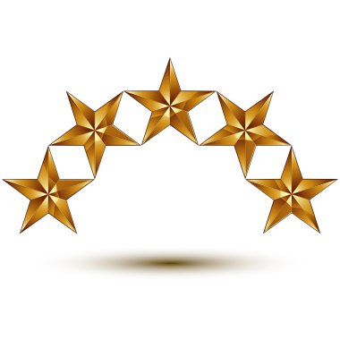 golden round five stars isolated