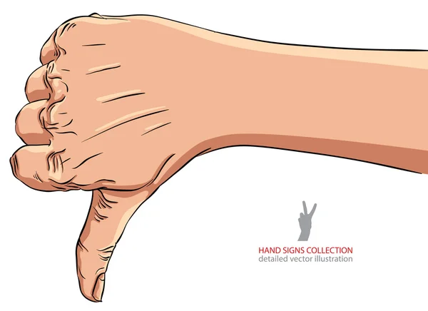 Tummen ner hand tecken — Stock vektor