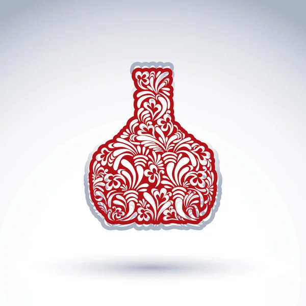 Stylized bottle decorated with flower pattern — Stock Vector