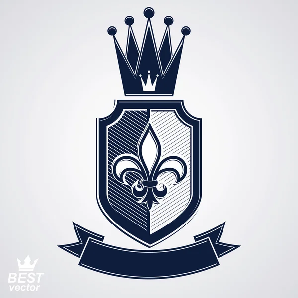 Royal shield with decorative band — Stock Vector