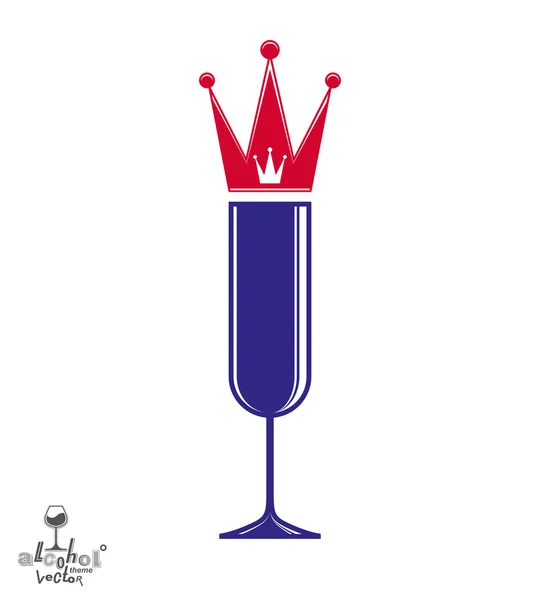 Verre à champagne avec couronne royale — Image vectorielle