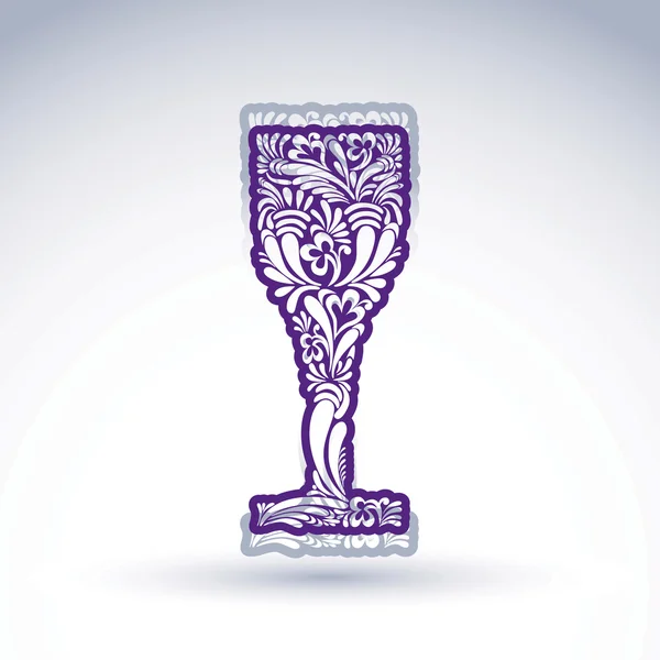 Stylized flower-patterned goblet isolated — Stockový vektor