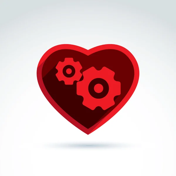 Piros mechanikus szív — Stock Vector