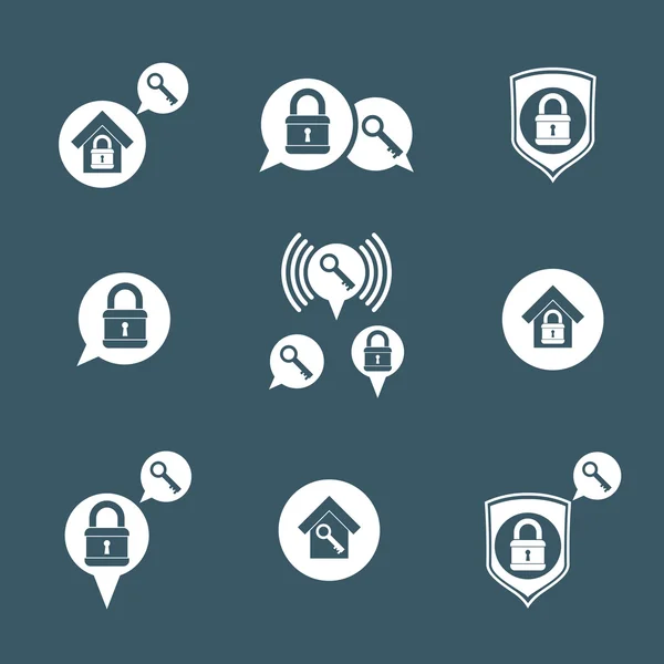 Maison icônes de protection de sécurité ensemble — Image vectorielle