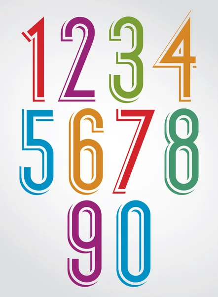 Colorful narrow numbers — Stock Vector