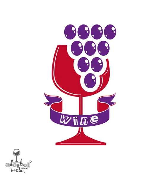 Verre de vin aux raisins — Image vectorielle