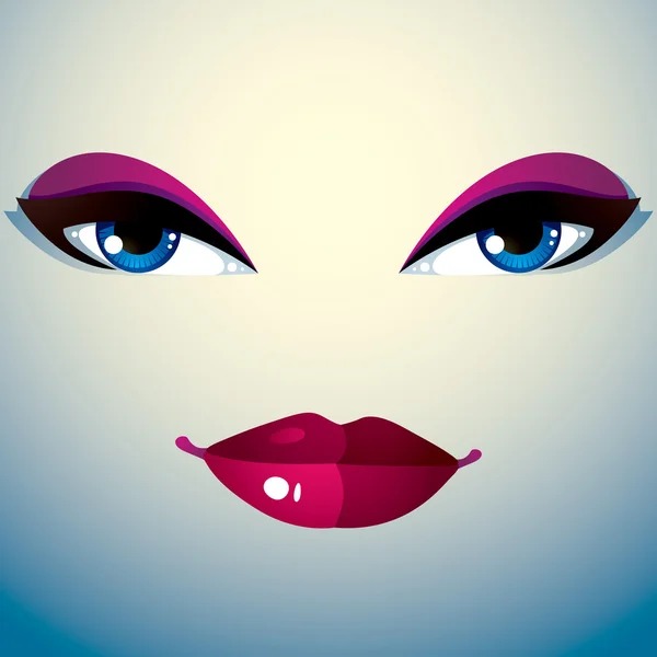 Expression faciale d'une jeune jolie femme — Image vectorielle