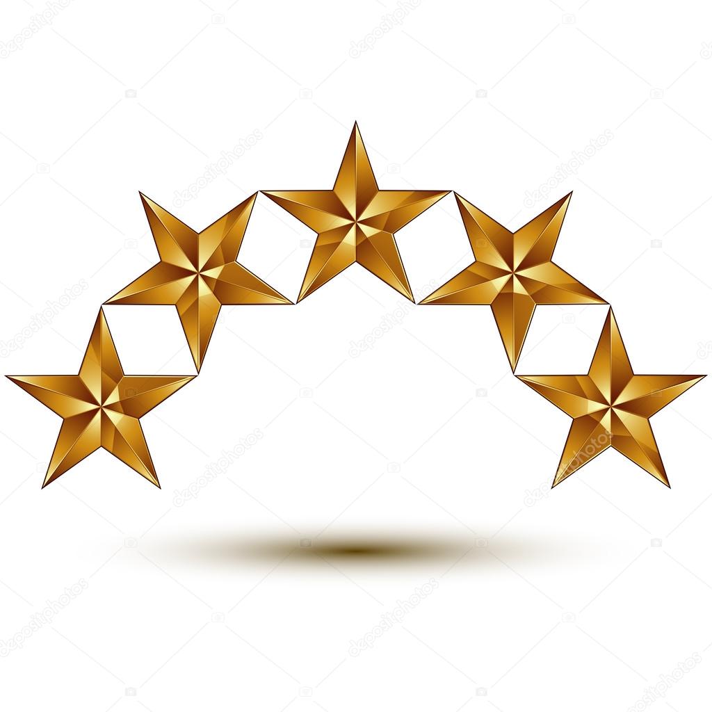 golden round five stars isolated