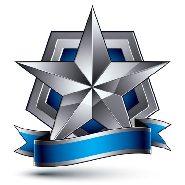 3d polished star ith blue ribbon