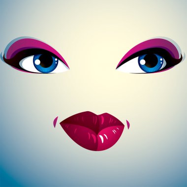 lips and eyes of attractive woman