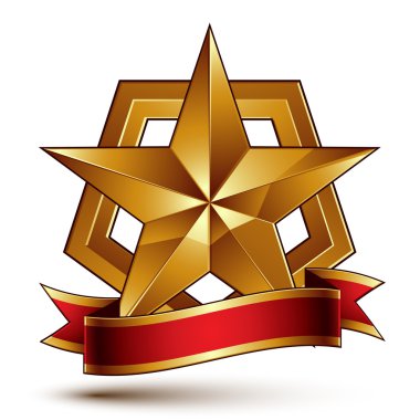 blazon with glossy pentagonal star\