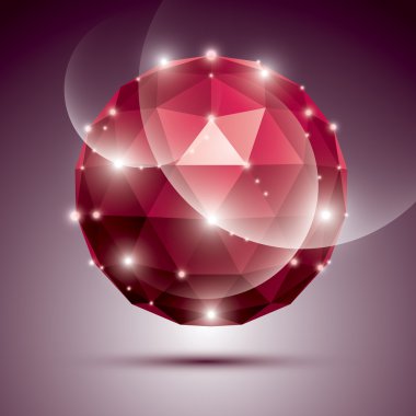 red glossy orb created from triangles