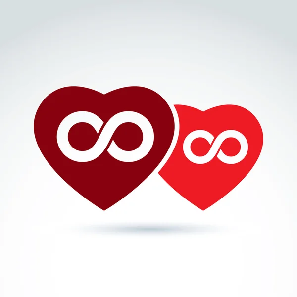 Two hearts and infinity symbols — Stock Vector