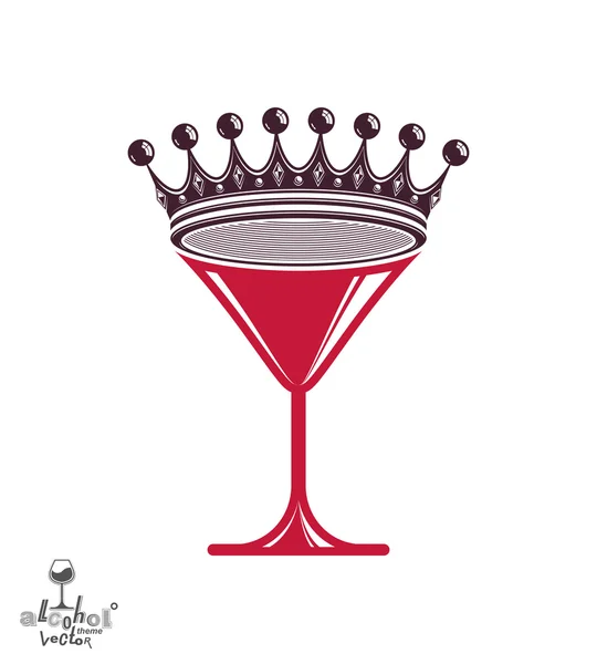 Бокал мартини с королевской короной — стоковый вектор