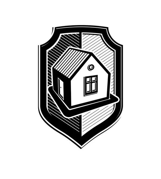 Symbole héraldique avec maison classique — Image vectorielle