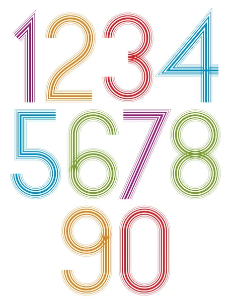Colorful numbers with stripes — Stockový vektor