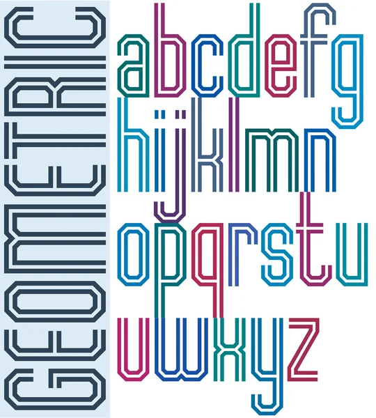 Retro colorful font with double lines — Stok Vektör