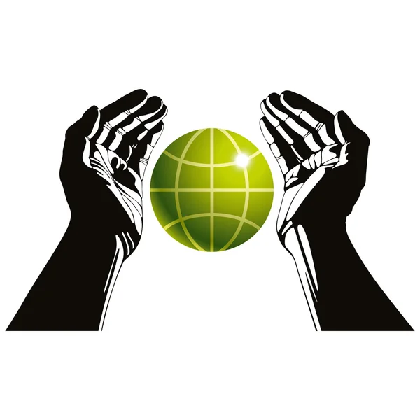 Hands and earth symbol — 스톡 벡터