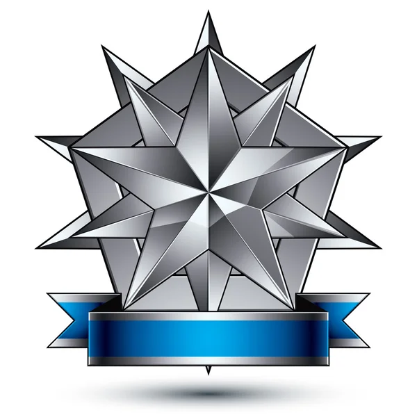 Heraldisches 3D-Hochglanz-Symbol in Blau und Grau — Stockvektor