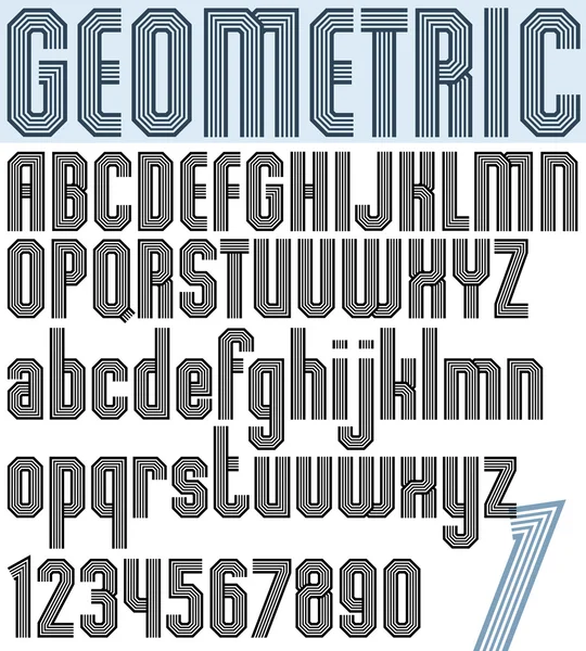 Geometric sketched stylish narrow font — 图库矢量图片