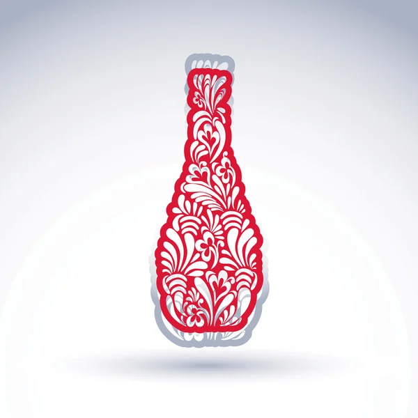 Stylized bottle decorated with flower pattern — Stockový vektor