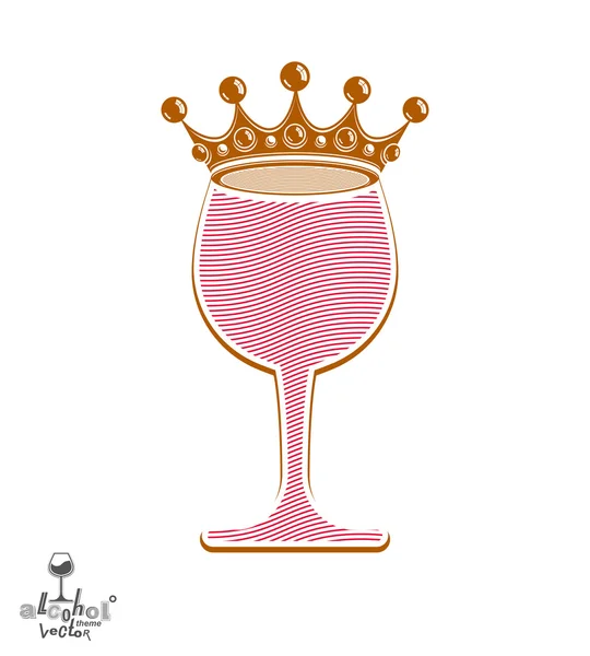 Stylish pink wineglass with imperial crown — 스톡 벡터