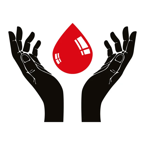 Hand met bloed daling symbool — Stockvector