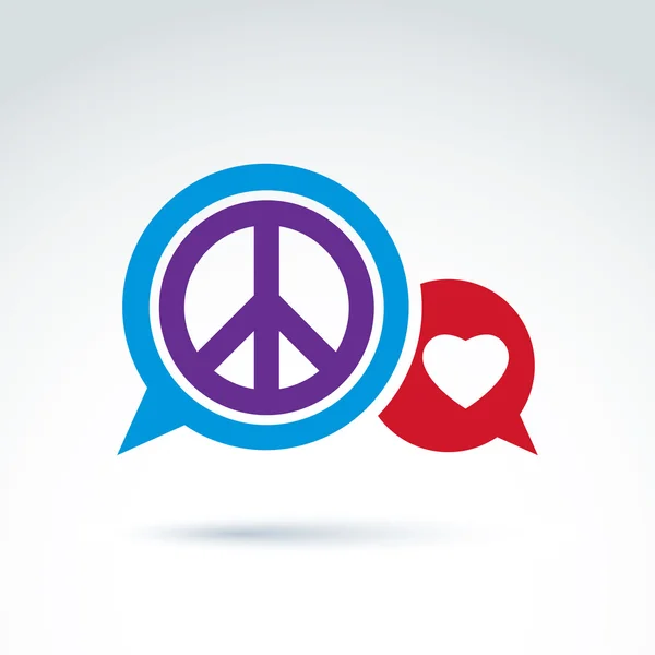 Amor e paz ícone conceitual diálogo — Vetor de Stock