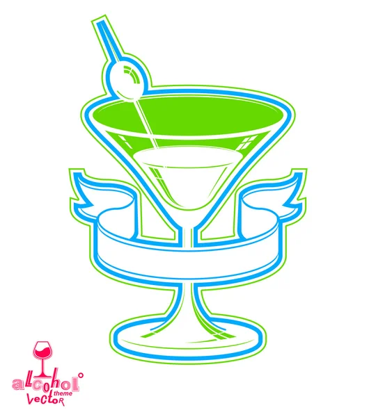 Martini glass with olive — Stock Vector