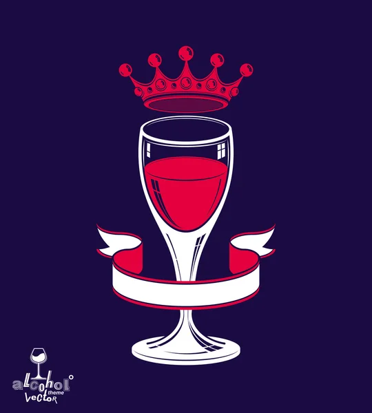 Luxury wineglass with king crown — Stockvector