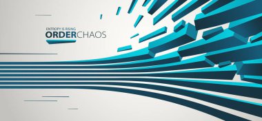 Kaos ve düzen vektör kavramı soyut arkaplan çizgileri çürüyen enkaza patlayan çizgiler, perspektif çizgileri yıkıma giden geçen üç boyutlu duvar kağıdı.