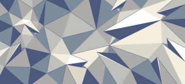 Düşük polimer ışık vektörü soyut arkaplan, 3D çokgen kristal yapı yüzeyi, kırık minimetrik cephe yapısı, harap soyutlama.