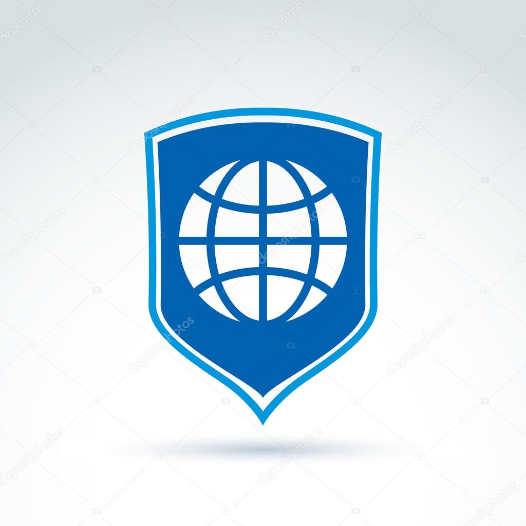defense symbol and earth globe icon