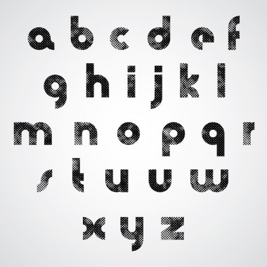 Black dotty lower case letters