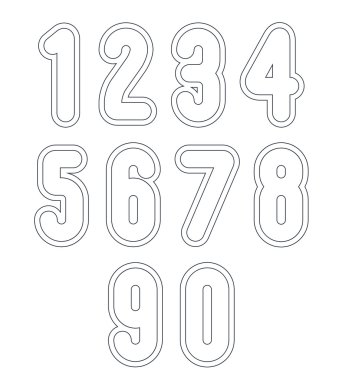 Delicate line retro numbers set