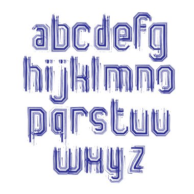 Lowercase calligraphic brush letters