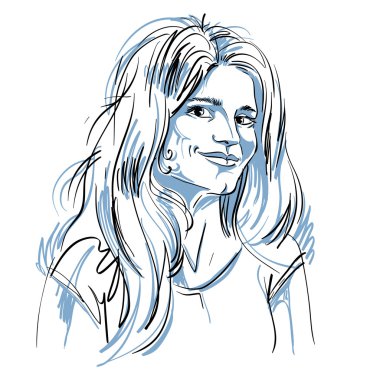 Hand-drawn flirting young woman