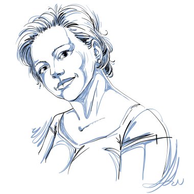 Hand-drawn beautiful romantic woman