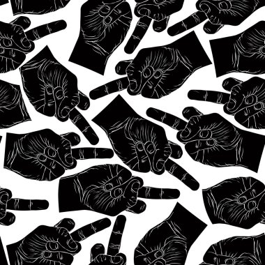 Middle finger hands seamless pattern