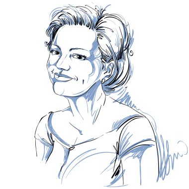 Smiling pleased woman with stylish haircut