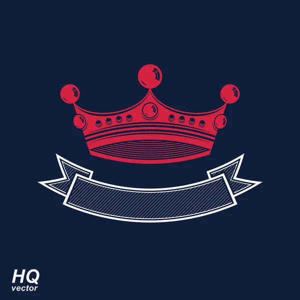 Corona imperiale con nastro ondulato — Vettoriale Stock