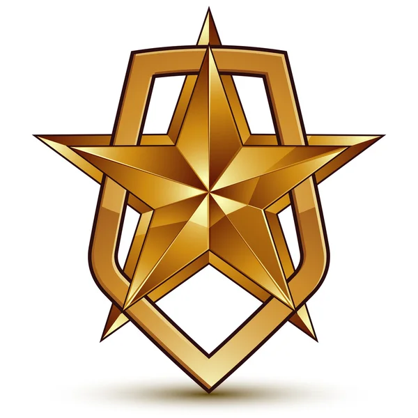 Estrela dourada pentagonal glamourosa — Vetor de Stock
