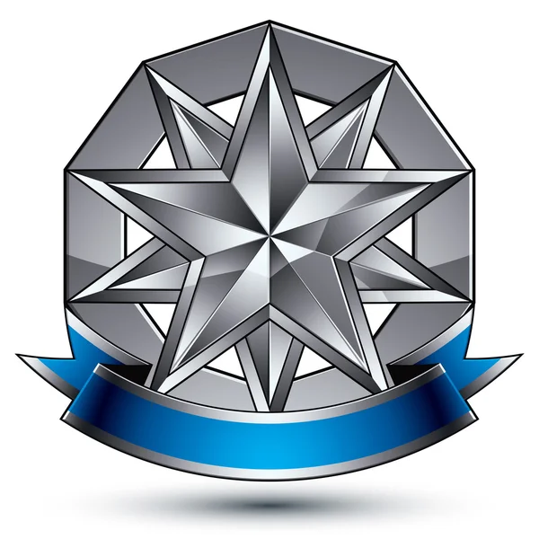 Гламурный шаблон с полигональной серебряной звездой — стоковый вектор